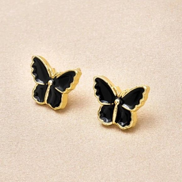 7/$35 Black Butterfly Small Stud Earrings - Picture 3 of 11